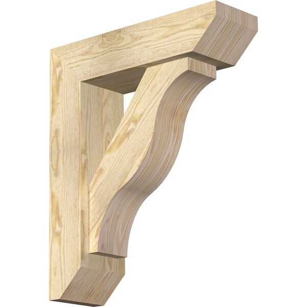 Ekena Millwork Funston Slat Rough Sawn Bracket w/ Offset Brace, Douglas Fir, 6"W x 20"D x 24"H BKT0604X20X24FST06RDF - main